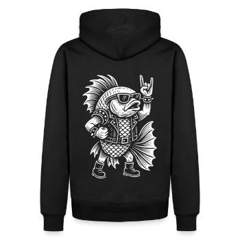 Métal Musique Rock Humour Guppy Fish - Sweat à capuche Premium bio Homme - noir - Dos - Nico (187cm)