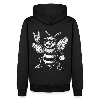 Rockmusik Lustige Heavy Metal Biene - Männer Premium Bio Hoodie - Schwarz - Hinten - Nico (187cm)