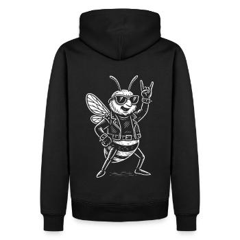 Rock Musik Funny Heavy Metal Biene - Männer Premium Bio Hoodie - Schwarz - Hinten - Nico (187cm)