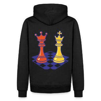 Lustige Schachspieler Brettspiel König Königin - Männer Premium Bio Hoodie - Schwarz - Hinten - Nico (187cm)