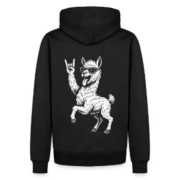 Métal Musique Lama Alpaga Drôle Rock Musique Lourd - Sweat à capuche Premium bio Homme - noir - Dos - Nico (187cm)