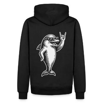 Rock Music Funny Dolphin Heavy Metal Retro - Men’s Premium Organic Hoodie - black - Back - Nico (187cm)