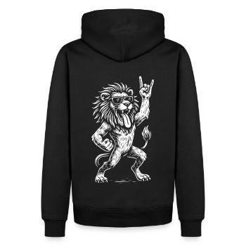 Rock Musik Lion Metal Musik Lustig Heavy Metal - Männer Premium Bio Hoodie - Schwarz - Hinten - Nico (187cm)