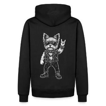 Musique rock Drôle Heavy Metal Yorkshire Terrier - Sweat à capuche Premium bio Homme - noir - Dos - Nico (187cm)