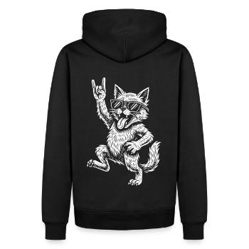 Metal Musik Lustige Katze Rock Musik Retro Style - Männer Premium Bio Hoodie - Schwarz - Hinten - Nico (187cm)