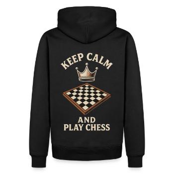 Restez calme et jouez à la conception de jeux de société d’échecs - Sweat à capuche Premium bio Homme - noir - Dos - Nico (187cm)