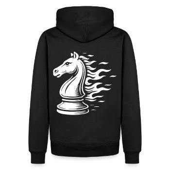 Jeu de société Chess Knight Flames - Sweat à capuche Premium bio Homme - noir - Dos - Nico (187cm)