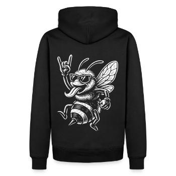 Rock Music Funny Heavy Metal Retro Bee Vibe - Men’s Premium Organic Hoodie - black - Back - Nico (187cm)