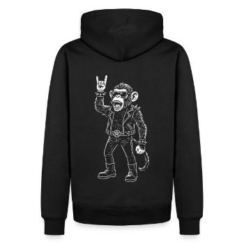 Rockmusik Heavy Metal Affe Retro Mann Frau - Männer Premium Bio Hoodie - Schwarz - Hinten - Nico (187cm)
