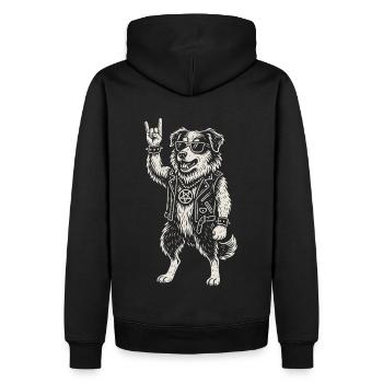 Musique rock Drôle Berger australien Chien - Sweat à capuche Premium bio Homme - noir - Dos - Nico (187cm)