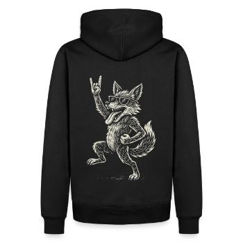 Fox aime la musique rock Musique métal Drôle - Sweat à capuche Premium bio Homme - noir - Dos - Nico (187cm)