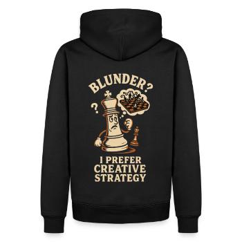 Schnitzer? Ich Bevorzuge Kreative Strategie - Männer Premium Bio Hoodie - Schwarz - Hinten - Nico (187cm)