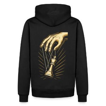 Schachspieler Puppenkönig Schachenthusiast - Männer Premium Bio Hoodie - Schwarz - Hinten - Nico (187cm)