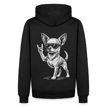 Chihuahua Rock Musik Metal Vibes Lustiger Hund - Männer Premium Bio Hoodie - Schwarz - Hinten - Nico (187cm)