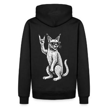 Metal Musik Rock Musik Lynx Funny Retro Rock Vibes - Männer Premium Bio Hoodie - Schwarz - Hinten - Nico (187cm)