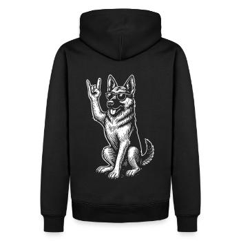 Deutscher Schäferhund Rock Musik Metal Musik - Männer Premium Bio Hoodie - Schwarz - Hinten - Nico (187cm)