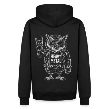 Heavy Metal Eule Rock Musik Lustig Retro - Männer Premium Bio Hoodie - Schwarz - Hinten - Nico (187cm)