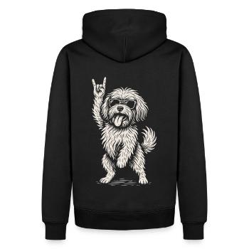 Rock Musique Hachonais Chien Drôle Heavy Metal - Sweat à capuche Premium bio Homme - noir - Dos - Nico (187cm)