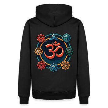 Om Achtsamkeit Affirmation Spirituelles Design - Männer Premium Bio Hoodie - Schwarz - Hinten - Nico (187cm)
