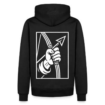 Tir à l’arc main avec flèche - Sweat à capuche Premium bio Homme - noir - Dos - Nico (187cm)