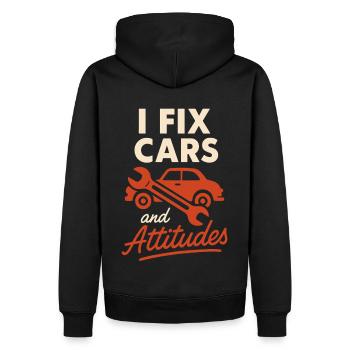 Ich Repariere Autos Und Haltungen Mechaniker - Männer Premium Bio Hoodie - Schwarz - Hinten - Nico (187cm)