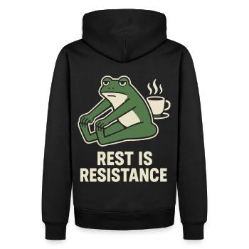 Le calme est résistance, pleine conscience, affirmation - Sweat à capuche Premium bio Homme - noir - Dos - Nico (187cm)
