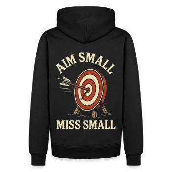 Aim Small Miss Small Bogenschießen Bogenschütze - Männer Premium Bio Hoodie - Schwarz - Hinten - Nico (187cm)