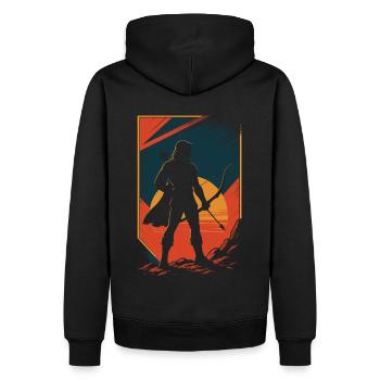 Bogenschießen Bogenschütze Sonnenuntergang - Männer Premium Bio Hoodie - Schwarz - Hinten - Nico (187cm)