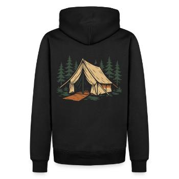 Drôle d’aventure de camping tente forêt - Sweat à capuche Premium bio Homme - noir - Dos - Nico (187cm)