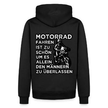 Motorrad Motorradfahrerin Bikerin Biker - Männer Premium Bio Hoodie - Schwarz - Hinten - Nico (187cm)