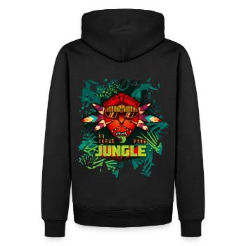 Dschungel Totem - Männer Premium Bio Hoodie - Schwarz - Hinten - Nico (187cm)