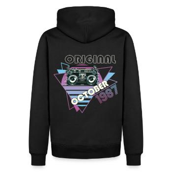 Vintage 1987 35 Cadeau Anniversaire Rétro Cassette - Sweat à capuche Premium bio Homme - noir - Dos - Nico (187cm)