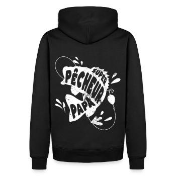 Papa pêcheur humour pêche cadeau fête des pères - Sweat à capuche Premium bio Homme - noir - Dos - Nico (187cm)