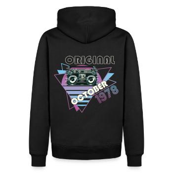 Vintage 1978 44 Cadeau Anniversaire Rétro Cassette - Sweat à capuche Premium bio Homme - noir - Dos - Nico (187cm)
