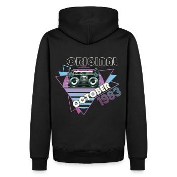 Vintage 1983 39 Cadeau Anniversaire Rétro Cassette - Sweat à capuche Premium bio Homme - noir - Dos - Nico (187cm)