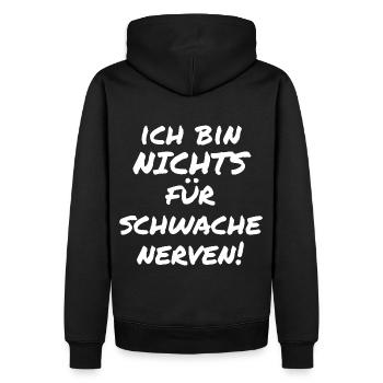 Nichts Für Schwache Nerven - hell - Männer Premium Bio Hoodie - Schwarz - Hinten - Nico (187cm)