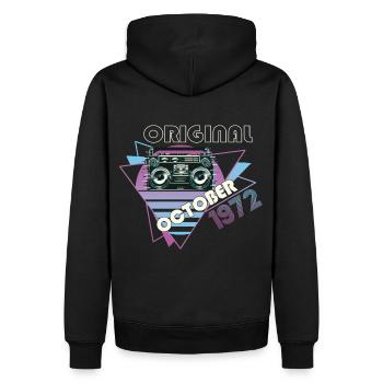 Vintage 1972 Cadeau d’anniversaire Cassette Rétro - Sweat à capuche Premium bio Homme - noir - Dos - Nico (187cm)