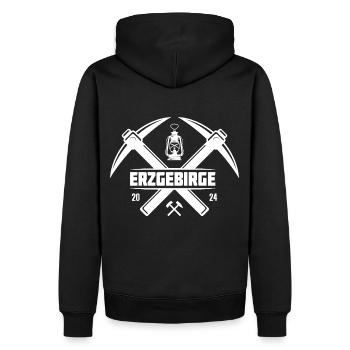 Erzgebirge Sachsen Bergbau Bergarbeiter - Männer Premium Bio Hoodie - Schwarz - Hinten - Nico (187cm)