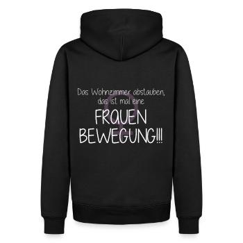 Frauenbewegung? Lustiger ironischer Spruch - Männer Premium Bio Hoodie - Schwarz - Hinten - Nico (187cm)