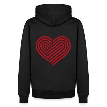 Stylisches Rotes Herz Valentinstag Liebe - Männer Premium Bio Hoodie - Schwarz - Hinten - Nico (187cm)