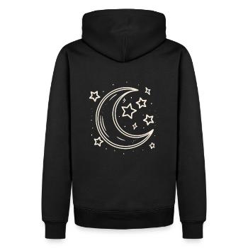 Halbmond Mondsichel Mond und Sterne - Männer Premium Bio Hoodie - Schwarz - Hinten - Nico (187cm)