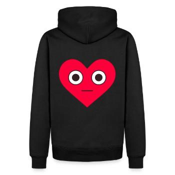 Rotes Herz Gesicht Valentinstag Liebe - Männer Premium Bio Hoodie - Schwarz - Hinten - Nico (187cm)