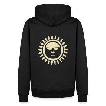 Abstrait Soleil Soleil Art abstrait - Sweat à capuche Premium bio Homme - noir - Dos - Nico (187cm)