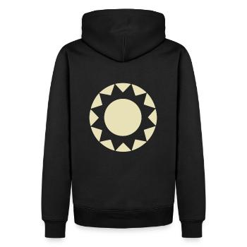 Abstrait Soleil Soleil Art abstrait - Sweat à capuche Premium bio Homme - noir - Dos - Nico (187cm)