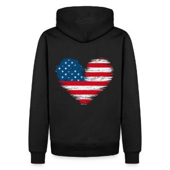 Amerikanisches Herz USA Amerika 4 Juli - Männer Premium Bio Hoodie - Schwarz - Hinten - Nico (187cm)