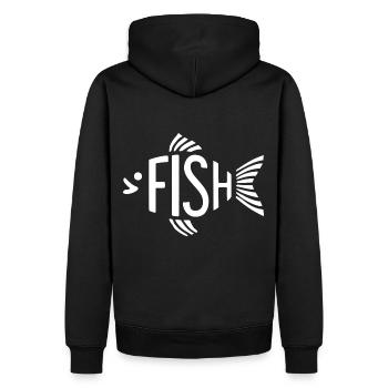 Os de poisson, squelette, pêche à chevrons - Sweat à capuche Premium bio Homme - noir - Dos - Nico (187cm)
