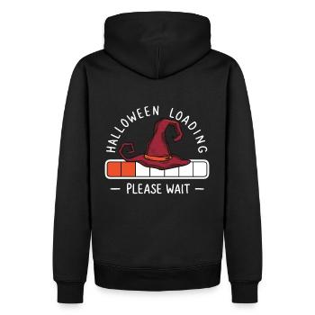 Hexenhut Spruch Halloween Loading Please Wait - Männer Premium Bio Hoodie - Schwarz - Hinten - Nico (187cm)