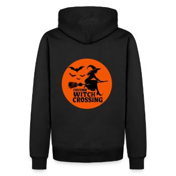 Halloween Hexe Hexenbesen Caution Witch Crossing - Männer Premium Bio Hoodie - Schwarz - Hinten - Nico (187cm)