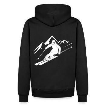 Skieurs Ski Hiver Vacances d’hiver Sports d’hiver - Sweat à capuche Premium bio Homme - noir - Dos - Nico (187cm)