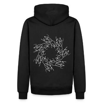 Katja Name Namensmandala - Männer Premium Bio Hoodie - Schwarz - Hinten - Nico (187cm)